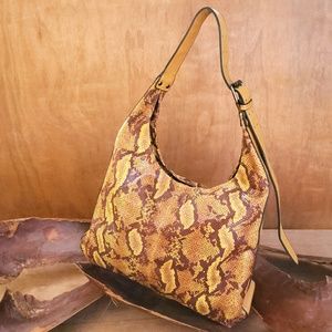 Mustard Snake Skin Print Hobo Purse